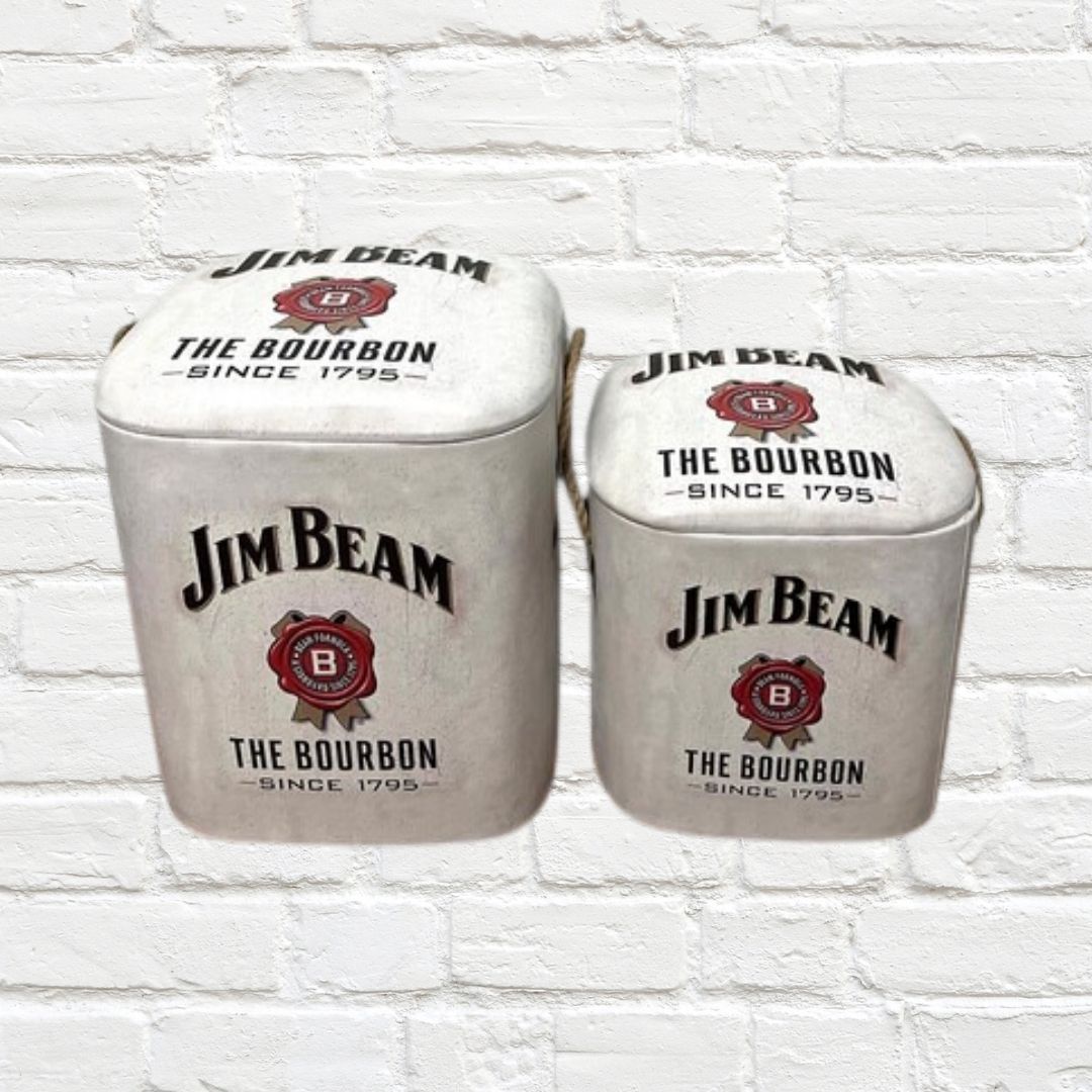 Storage Stools - Jim Beam White, Set of 2
