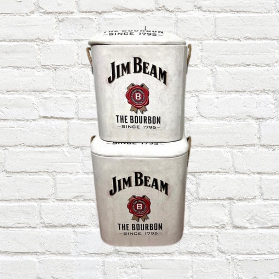 Storage Stools - Jim Beam White, Set of 2