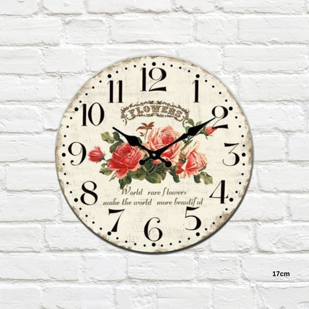 Clock - World Rare Flowers 17cm