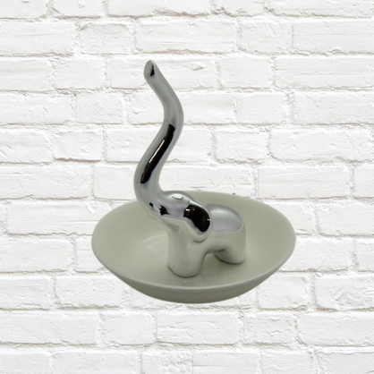 Ring Holder - Elephant Silver Ceramic