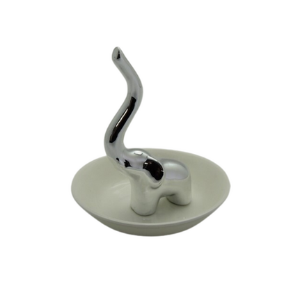 Ring Holder - Elephant Silver Ceramic