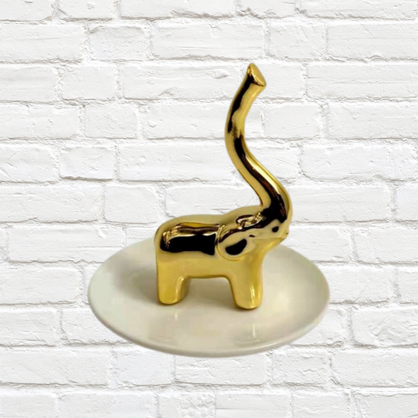 Ring Holder - Elephant Gold Ceramic