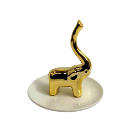 Ring Holder - Elephant Gold Ceramic