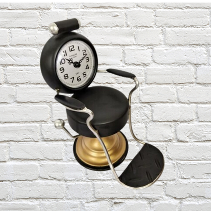 Clock - Barber's Chair Black 14 x 18 x 22cm