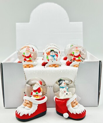 Christmas - Santa Head Base Waterballs with Santa & Snowman 45mm 2 Assorted in PDQ