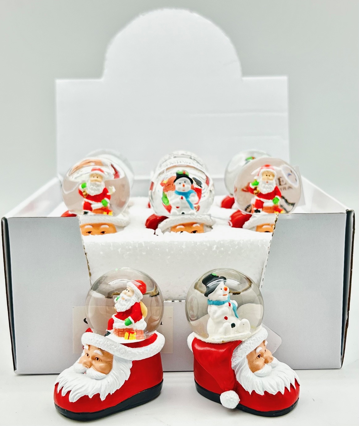 Christmas - Santa Head Base Waterballs with Santa & Snowman 45mm 2 Assorted in PDQ