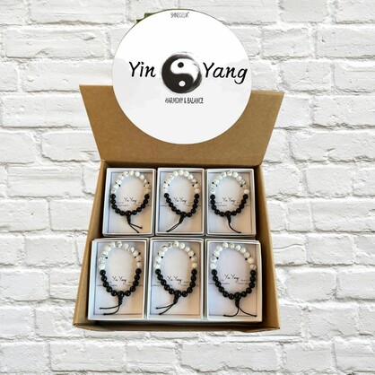 Yin Yang Bracelets 12 ass in PDQ All Made from Gemstones