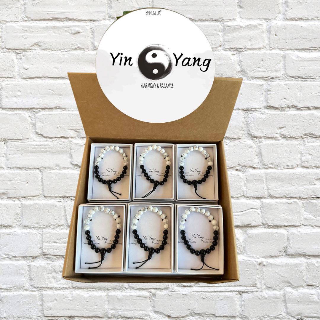 Yin Yang Bracelets 12 ass in PDQ All Made from Gemstones