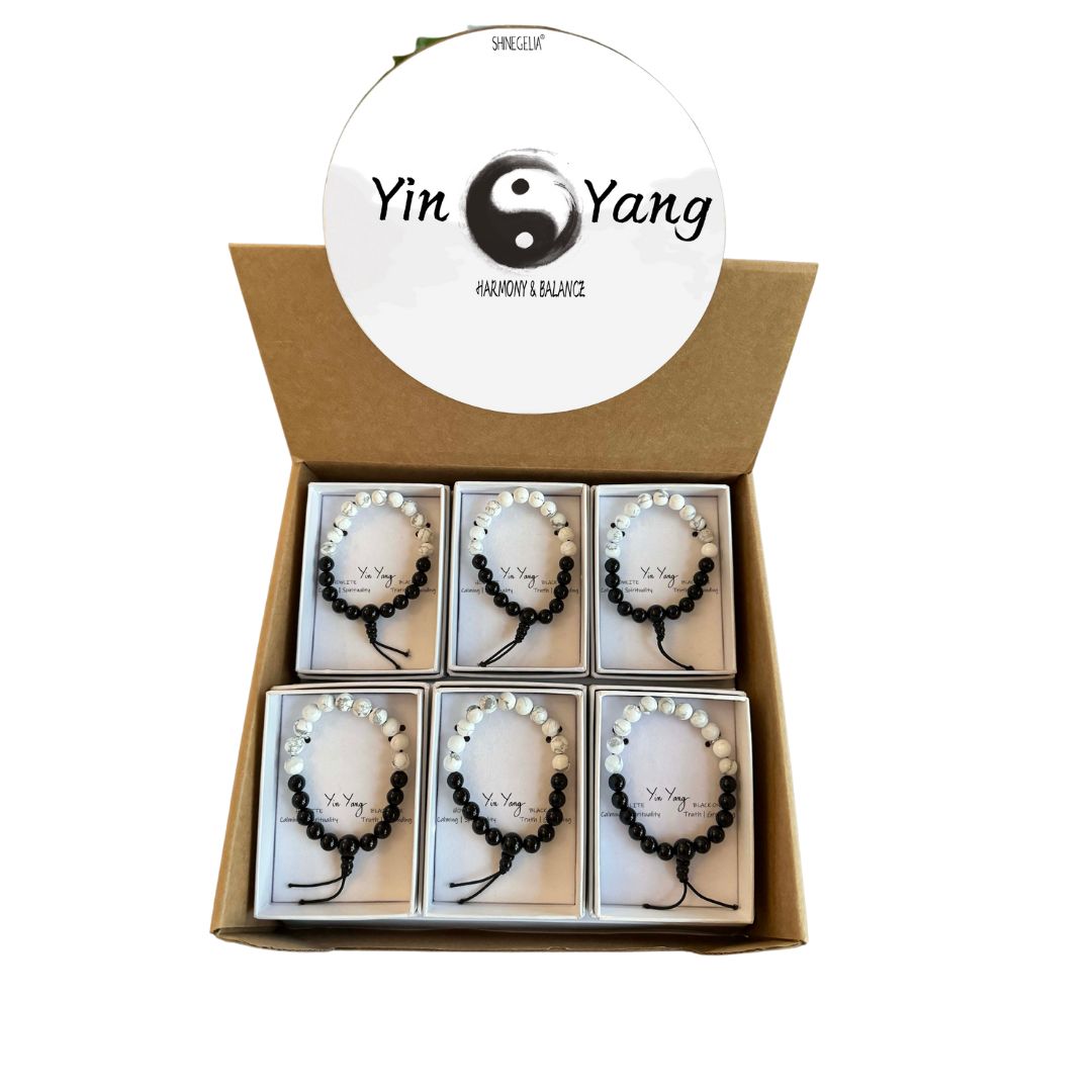 Yin Yang Bracelets 12 ass in PDQ All Made from Gemstones