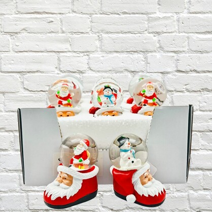 Christmas - Santa Head Base Waterballs with Santa & Snowman 45mm 2 Assorted in PDQ