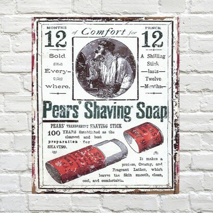 Sign Metal -Pears Shaving Soap 25x30cm On Special was $7.25