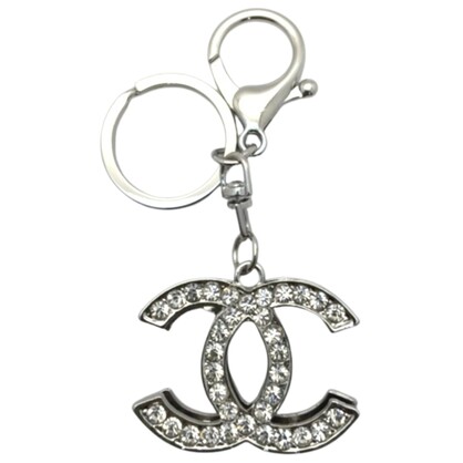 Gifts - Keyring Chanel Silver with Clear Crystals Gift Boxed in Black Box