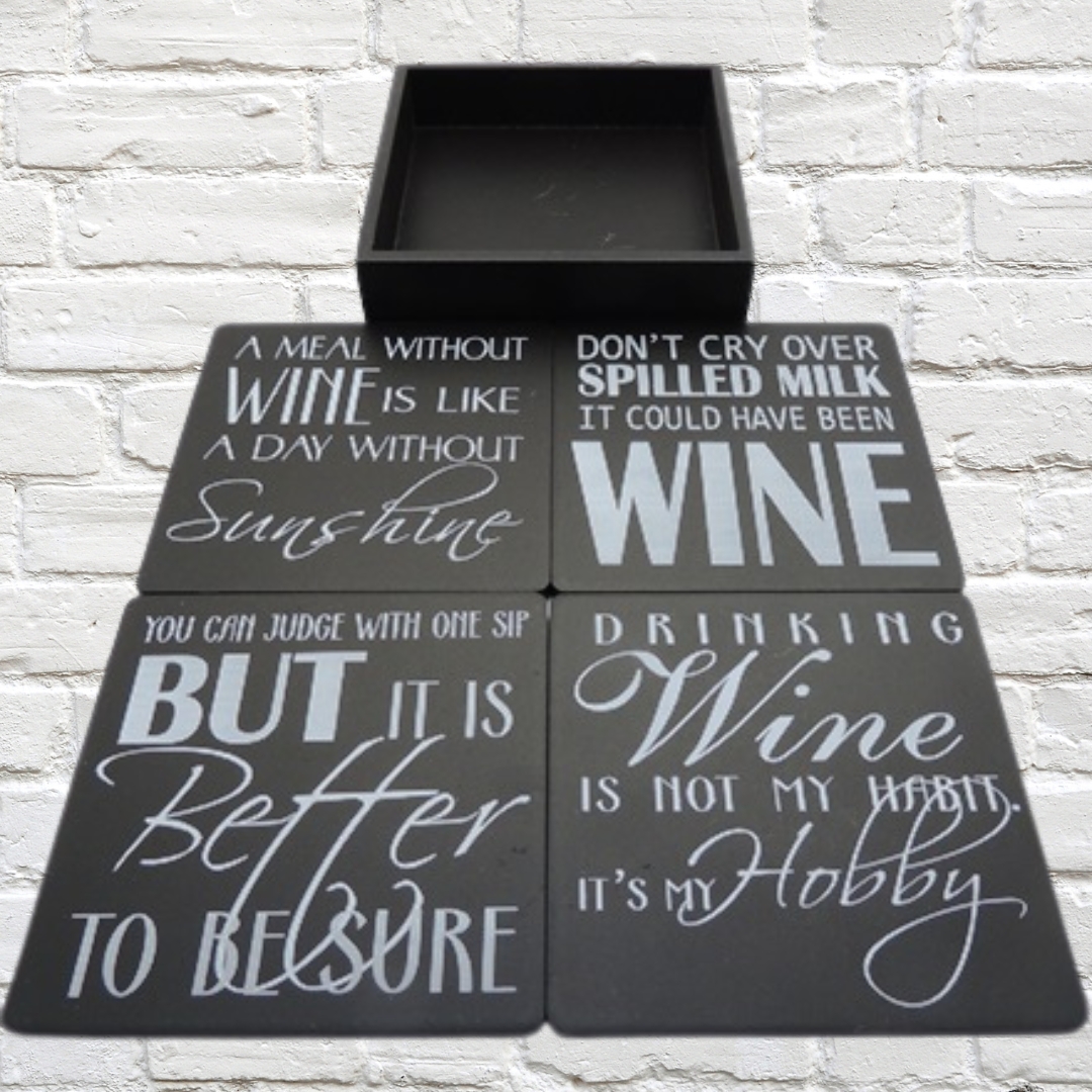 Coasters - Wine, MDF  Set of 4