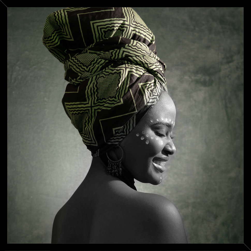 Home Gallery - Framed Print African Lady Niarobi 45cm x 45cm Tempered Glass