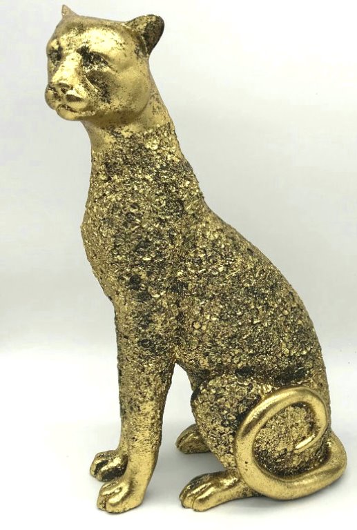 Electra Leopard Gold Sitting Polyresin 29cm