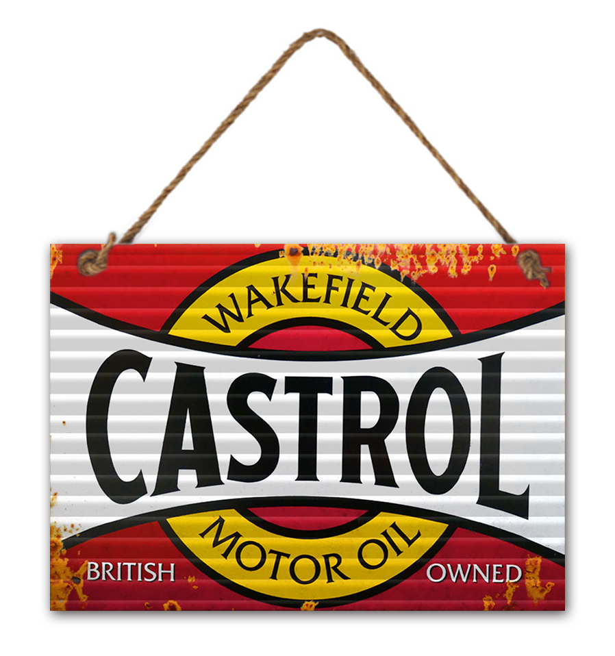 Metal Sign Corrugated Wakefield Castrol  Motor Oil British Owned Sign 30cm x 40cm