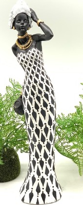 African Lady Indira with Hand on Head   Polyresin 42cm