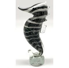 Glass Figurine - Seahorse Joshwah Black and White Stripes 21cm