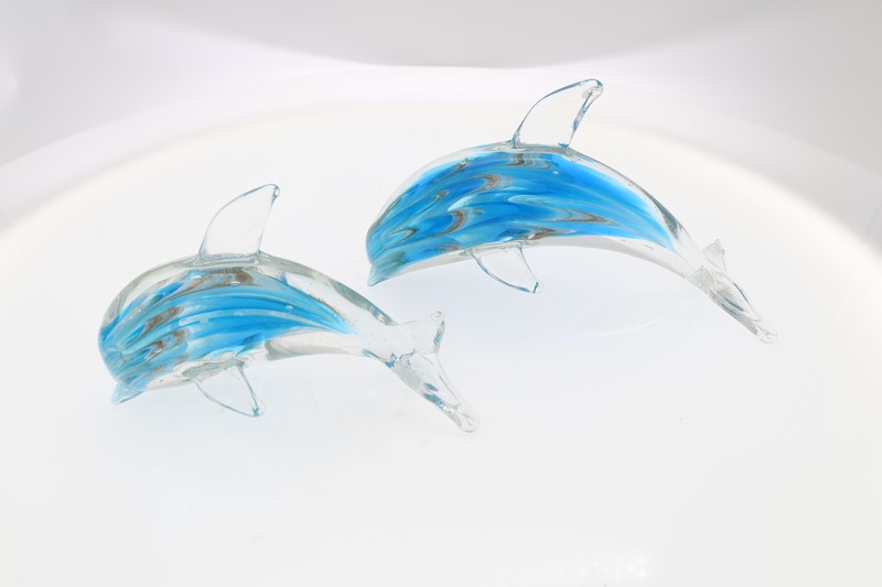 Glass Figurine - Turquoise Dolphin 13 cm