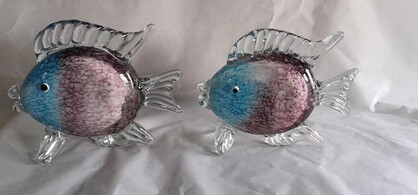 Glass Figurine - Rosado Azul Fish 21x18 cm