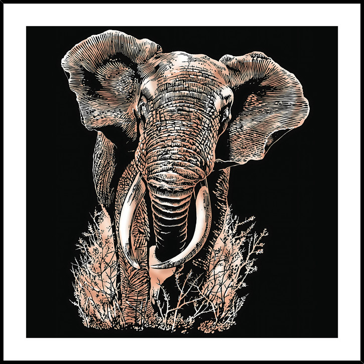 Home Gallery - Framed Print Elephant 80x80cm Tempered Glass