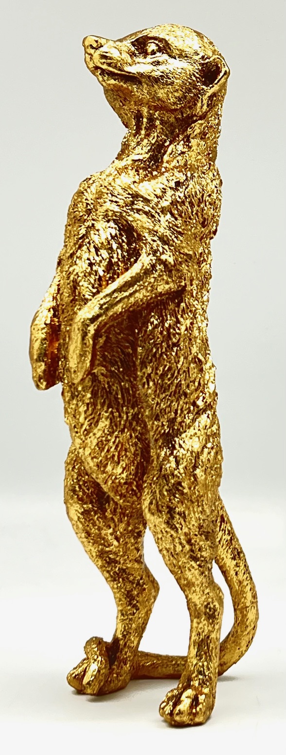 Golden Meerkat Standing Polyresin 21 cm High