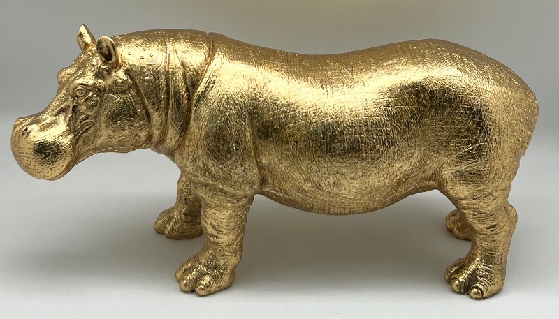 Golden Hippopotamus Polyresin 51cm x 25cm