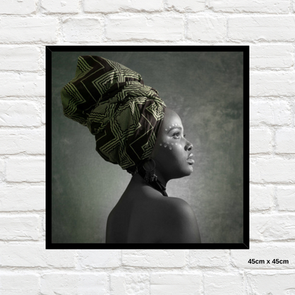 Home Gallery - Framed Print African Lady Tanyana 45cm x 45cm Tempered Glass
