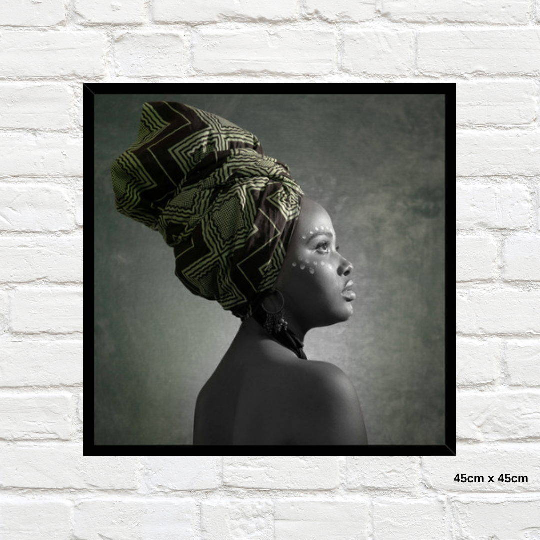 Home Gallery - Framed Print African Lady Tanyana 45cm x 45cm Tempered Glass