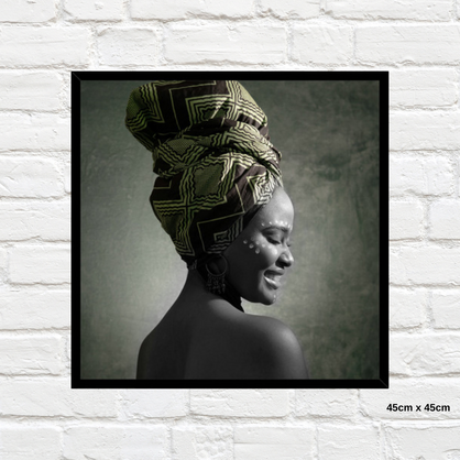 Home Gallery - Framed Print African Lady Niarobi 45cm x 45cm Tempered Glass