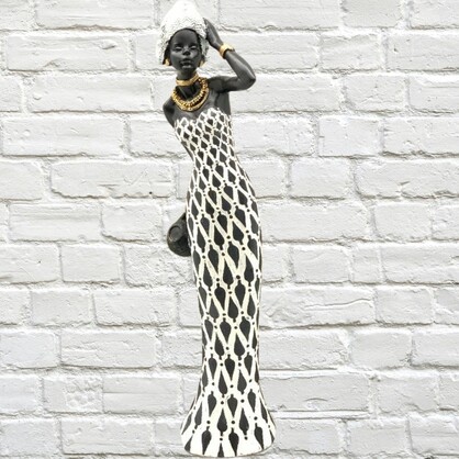 African Lady Indira with Hand on Head   Polyresin 42cm