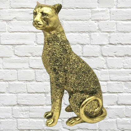 Electra Leopard Gold Sitting Polyresin 29cm