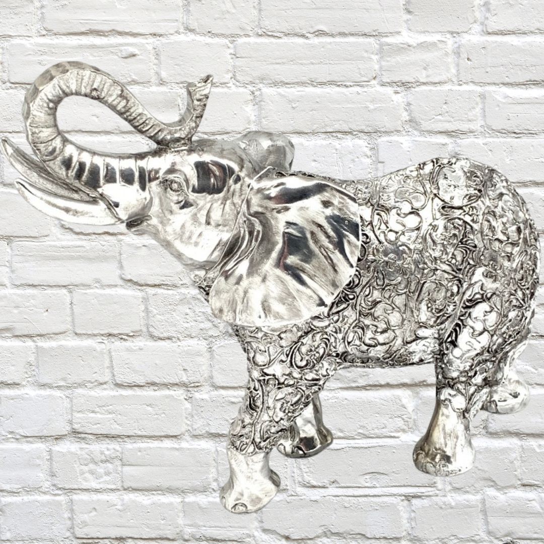Electra Elephant Silver Polyresin 23cm