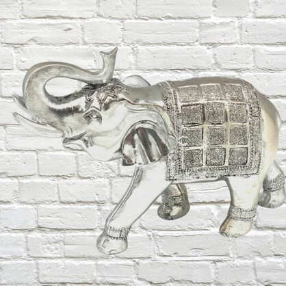 Electra Elephant Silver Polyresin 24cm