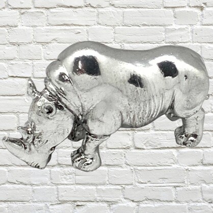 Electra Rhino Silver Polyresin 24 cm