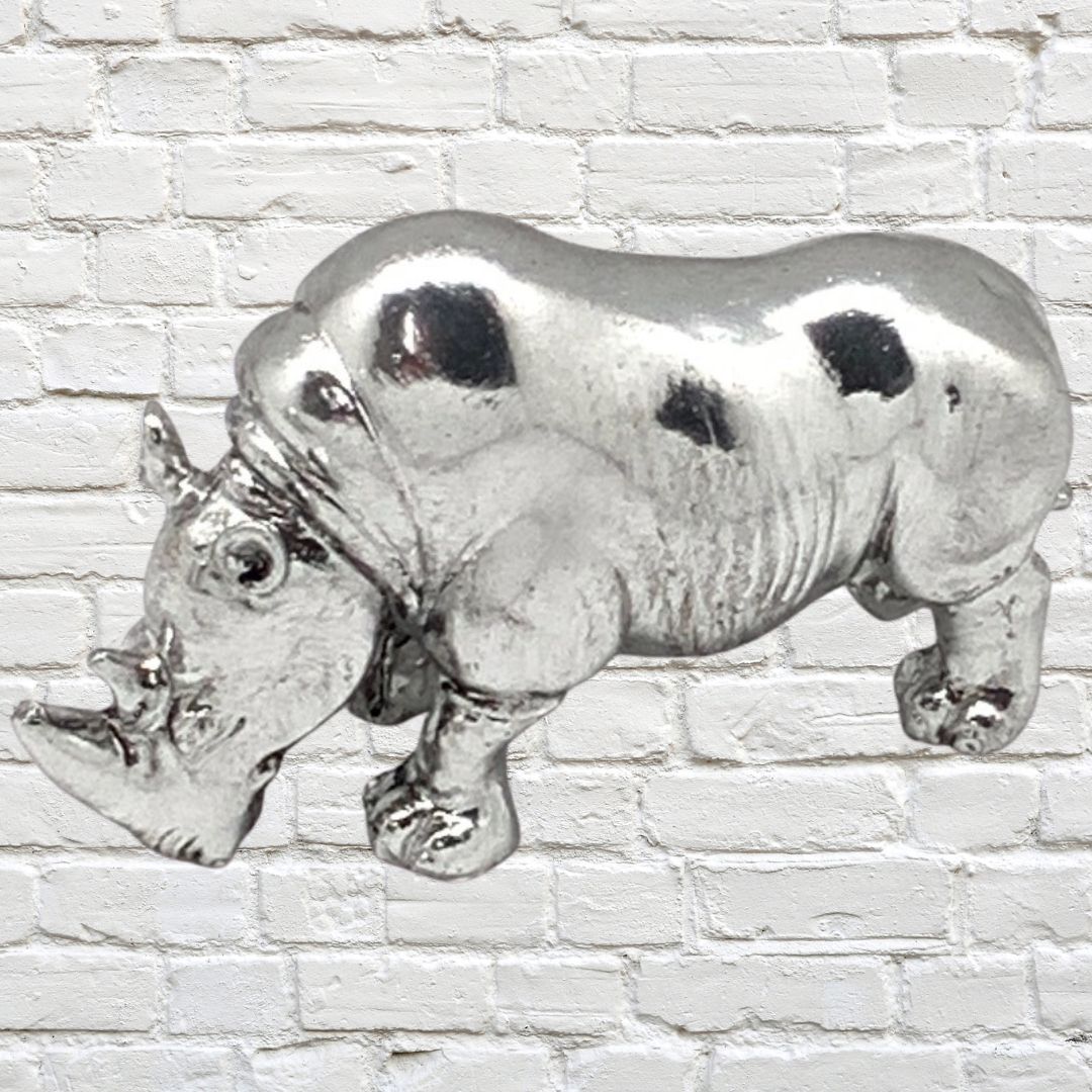 Electra Rhino Silver Polyresin 24 cm