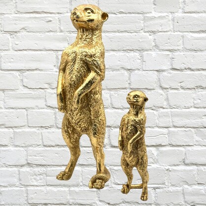 Golden Meerkat Standing Polyresin 21 cm High