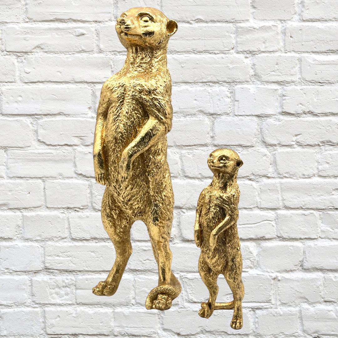 Golden Meerkat Standing Polyresin 21 cm High