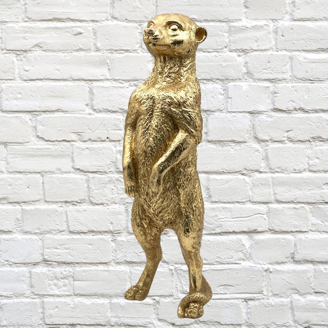 Golden Meerkat Standing Polyresin 46 cm High