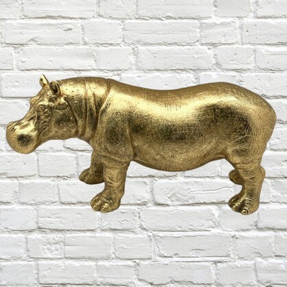 Golden Hippopotamus Polyresin 51cm x 25cm