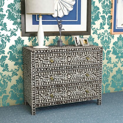 MOTHER OF PEARL MONOCHROME CHEST OF DRAWS