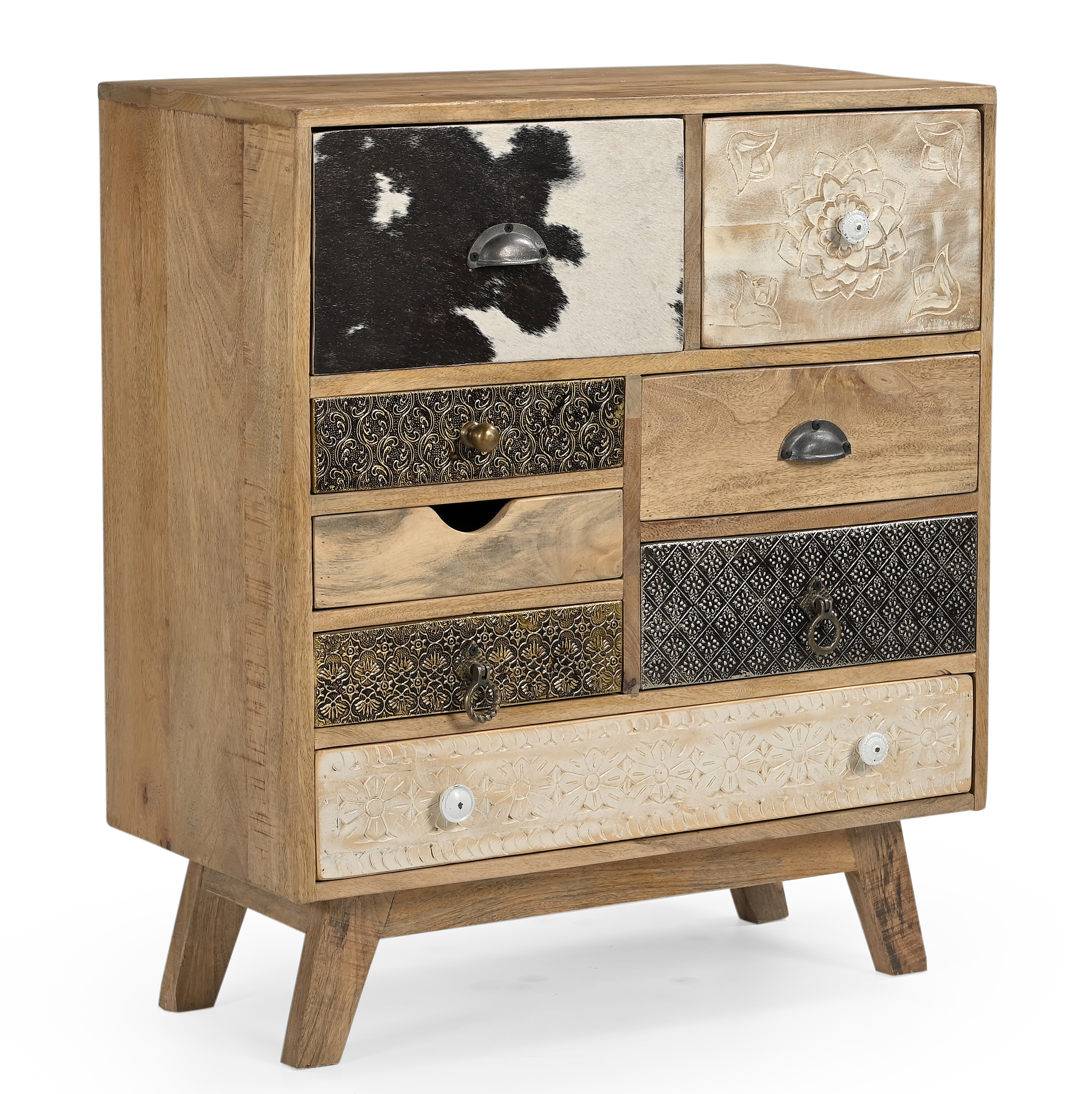 SCANDI HAND MADE SOLID TIMBER COWHIDE CABINET