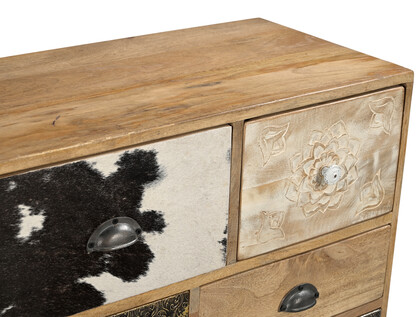 SCANDI HAND MADE SOLID TIMBER COWHIDE CABINET