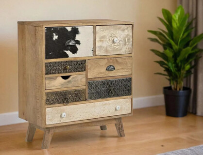 SCANDI HAND MADE SOLID TIMBER COWHIDE CABINET