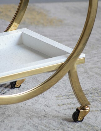 STEEL STRIDE BAR CART ON WHEELS FINISHED IN STAINLESS STEEL