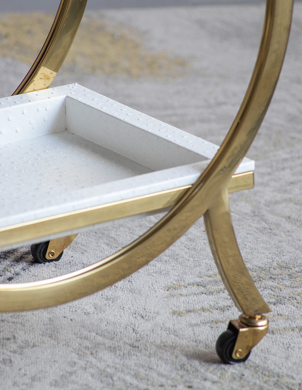 STEEL STRIDE BAR CART ON WHEELS FINISHED IN STAINLESS STEEL