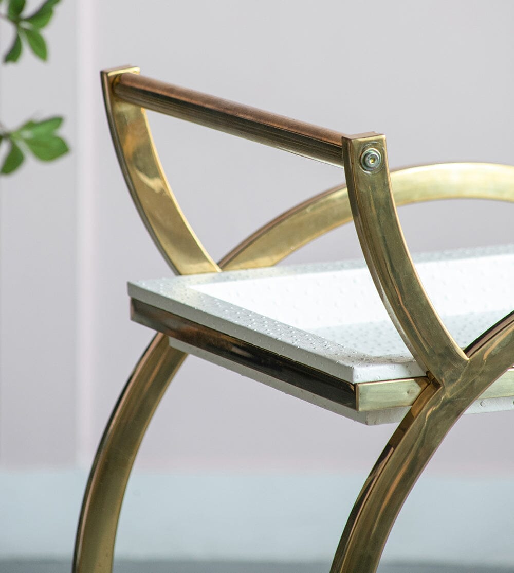 STEEL STRIDE BAR CART ON WHEELS FINISHED IN STAINLESS STEEL