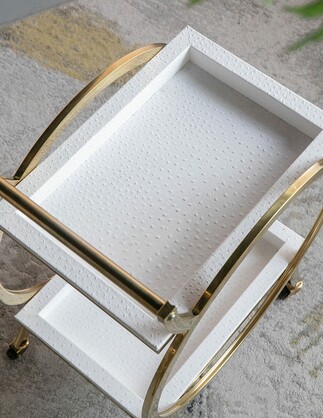 STEEL STRIDE BAR CART ON WHEELS FINISHED IN STAINLESS STEEL