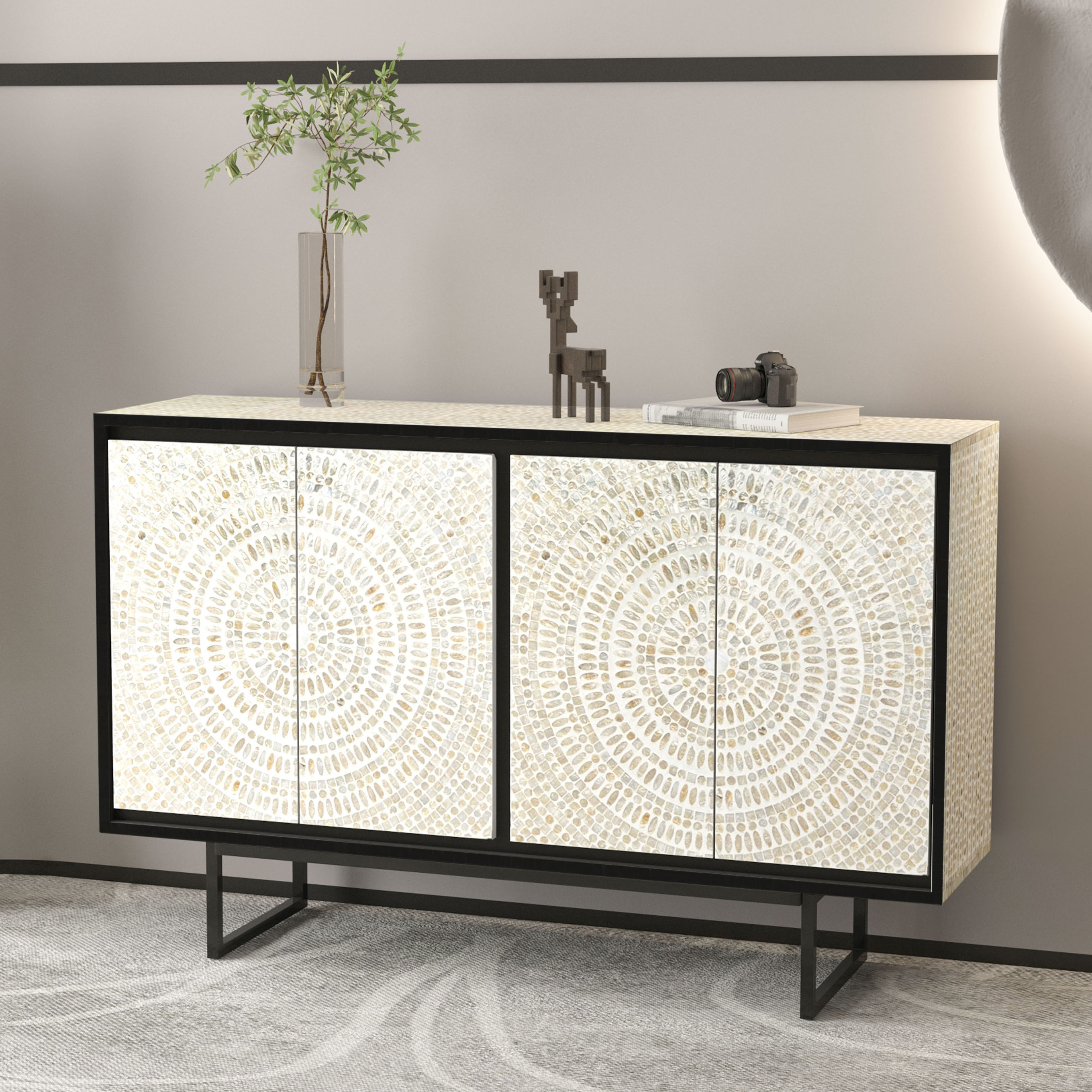 MOTHER OF PEARL HAND MADE SWIRL SIDEBOARD