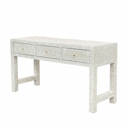 MOTHER OF PEARL OPULENT 3 DRAWER CONSOLE TABLE LIGHT HUE